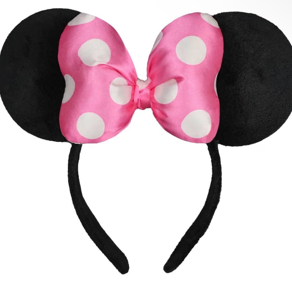 Pink Polka Dot Minnie-Style Mouse Ears Headband